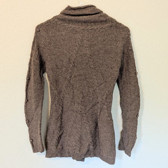 Leifsdottir Anthropologie Wool Brown Cable Knit Button Cardigan Sweater Size XS - Picture 2 of 8